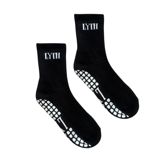 LYTH Black Crew Length With White Grip Socks