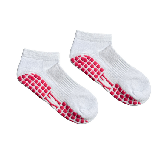 LYTH White Ankle Length With Pink Grip Socks