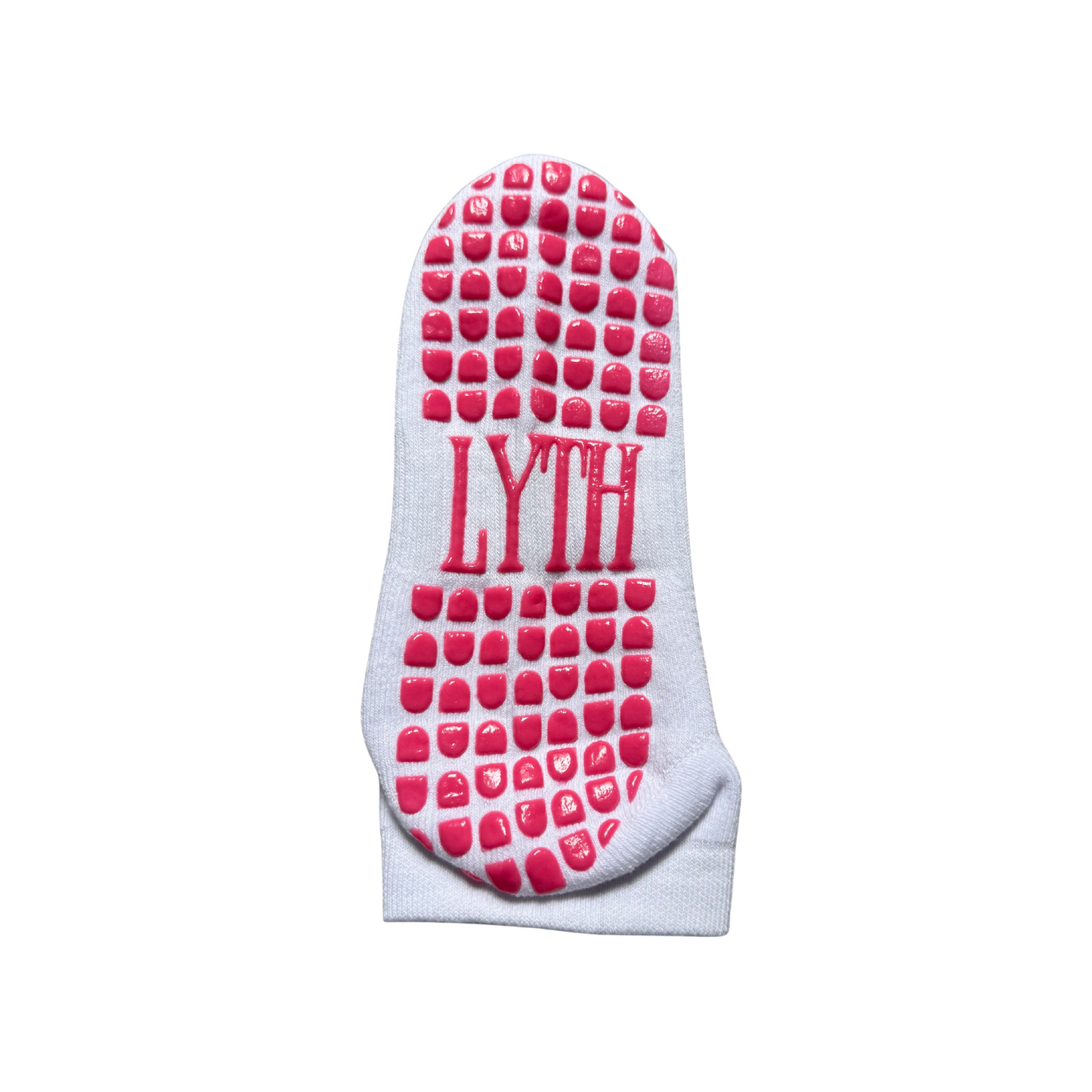 LYTH White Ankle Length With Pink Grip Socks