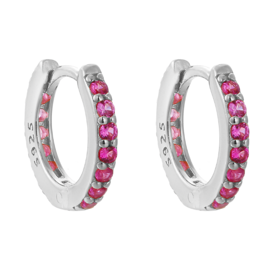 Pink + Silver Mini Huggie Earrings!