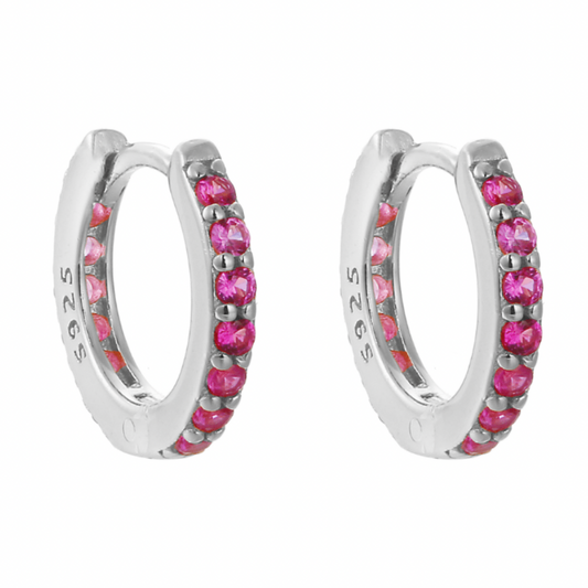 Pink + Silver Mini Huggie Earrings!