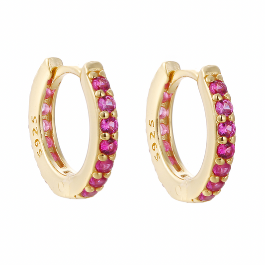 Pink + Gold Mini Huggie Earrings!