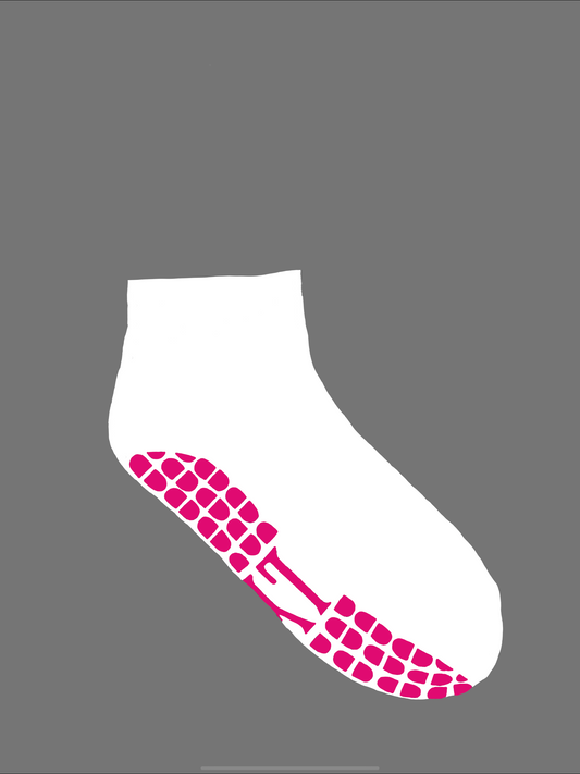 LYTH White Ankle Length With Pink Grip Socks
