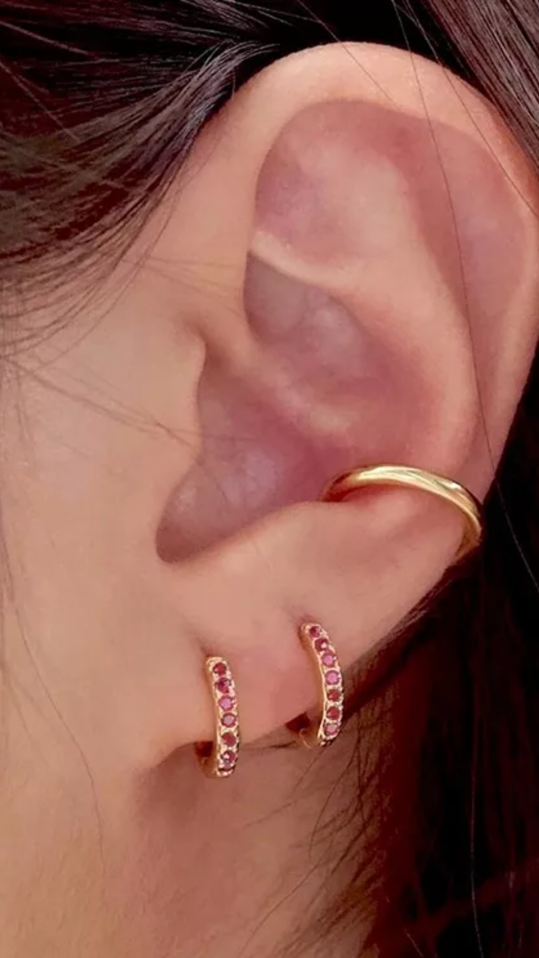 Pink + Gold Mini Huggie Earrings!
