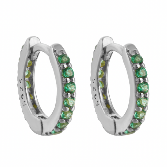 Green + Silver Mini Huggie Earrings!
